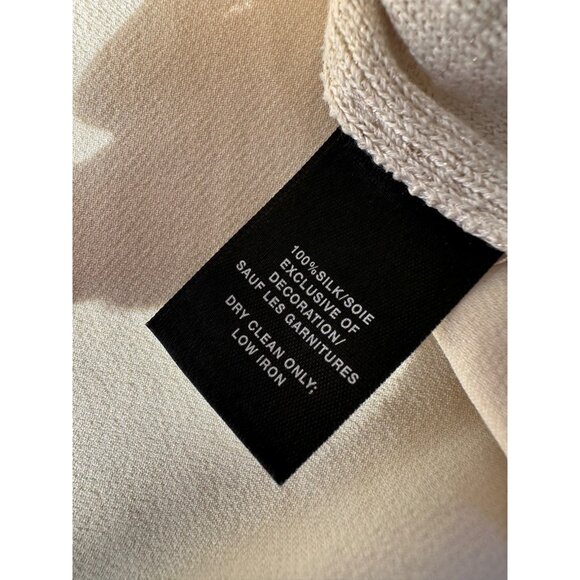 Lafayette 148 Women's LG Ivory Silk Blouse with Gold Sparkle Neckline - Picture 7 of 7